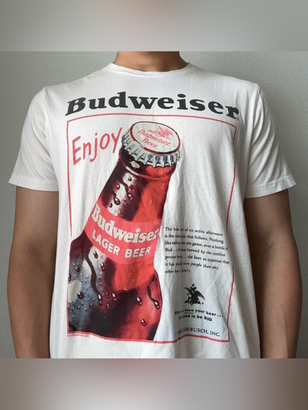 Budweiser King of Beers AOP Graphics White Tee Shirt